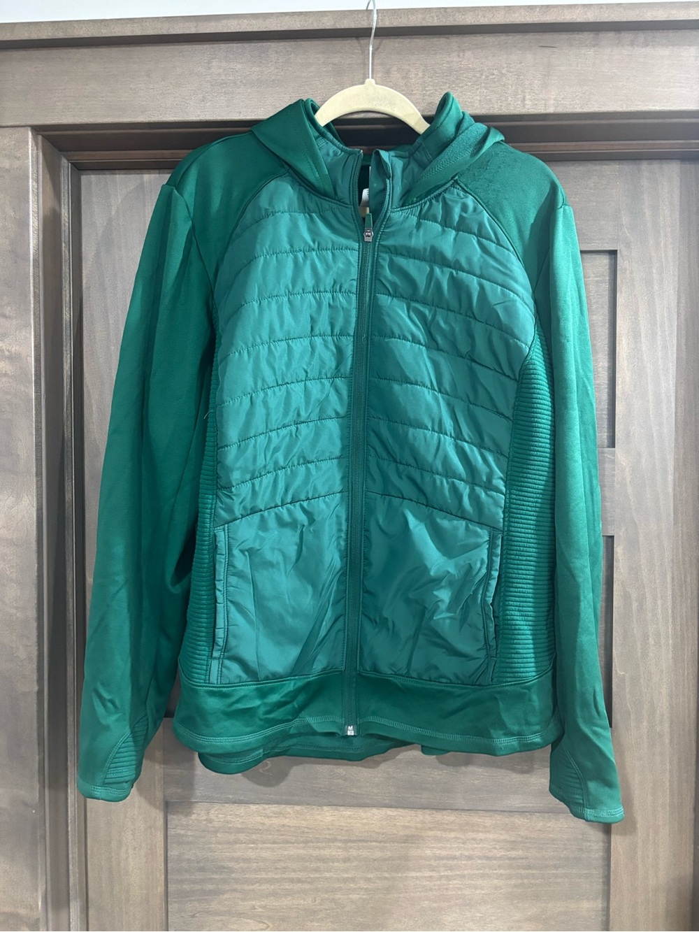 tek gear Teal Green Quilted Hooded Bomber Jacket